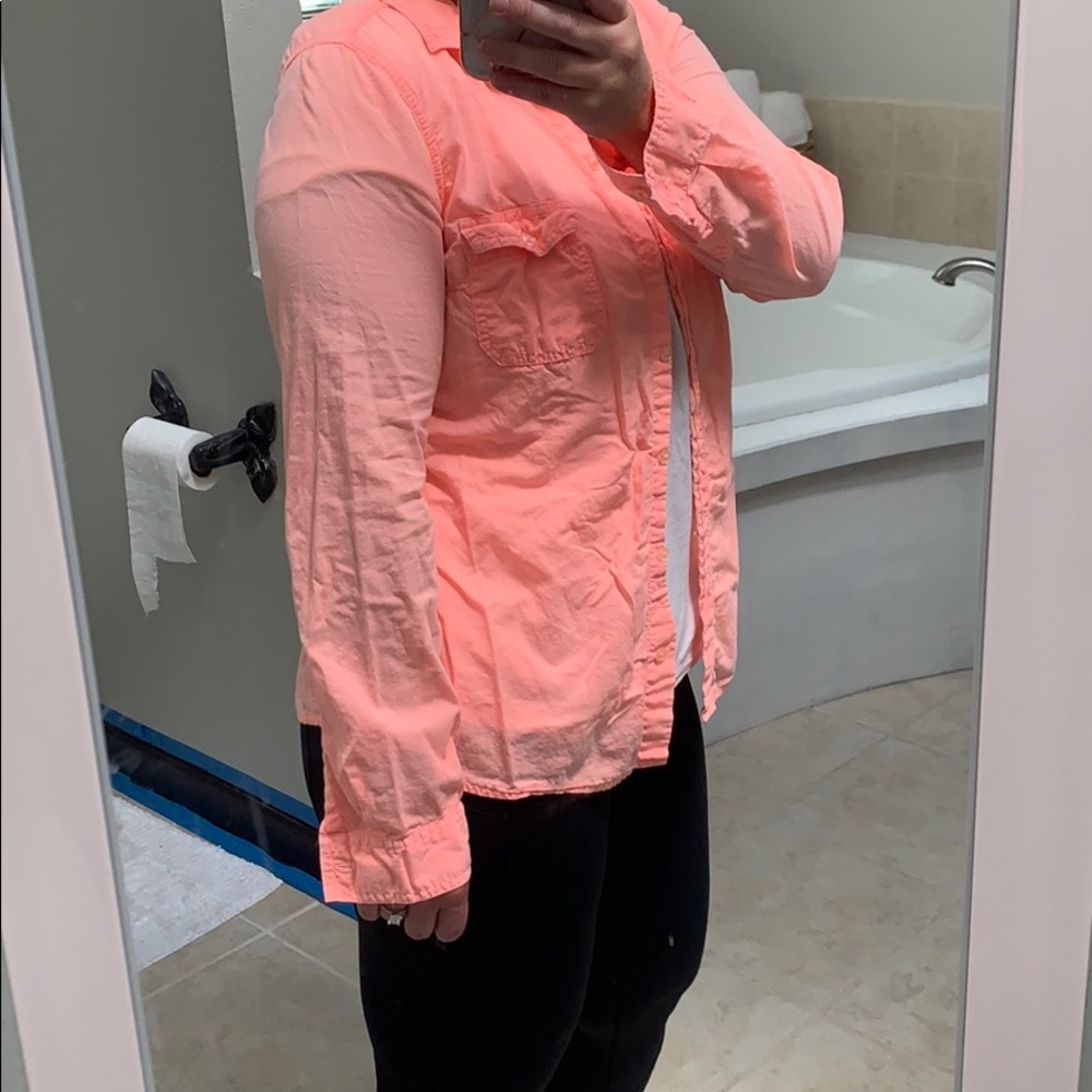 Neon orange button up - Picture 2 of 2